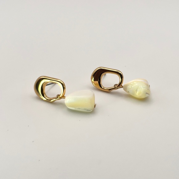 Anthro Natural Pearl Pendant Eartimgs - Picture 3 of 3